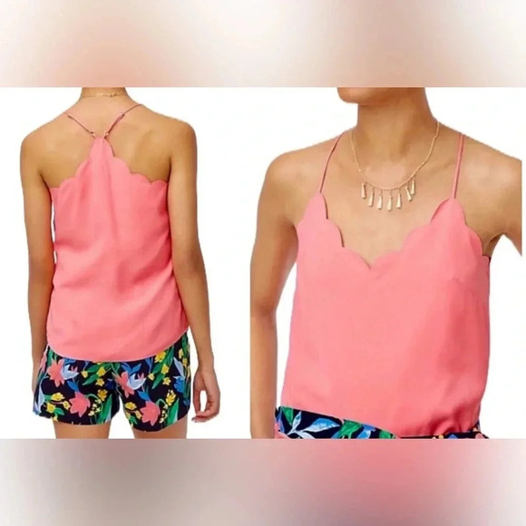 J.Crew Tea Rose Scalloped Racerback Cami - Size 6 - NWOT - Picture 1 of 6